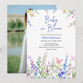Photo Floral Spring Baby in Bloom Baby Shower  招待状