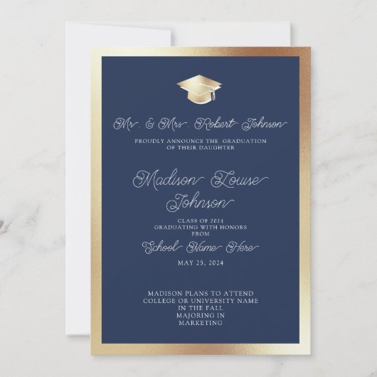 Photo From Parents Navy Blue & Decisation 招待状 (正面)