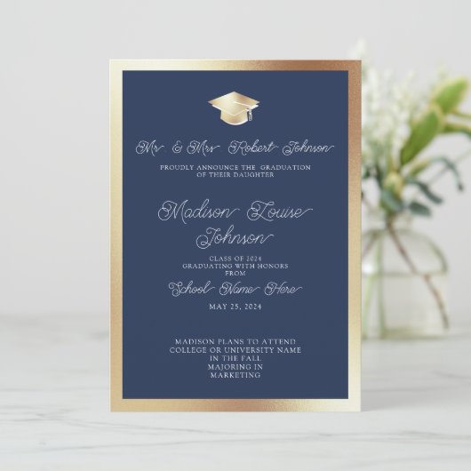 Photo From Parents Navy Blue & Decisation 招待状 (スタンド正面)