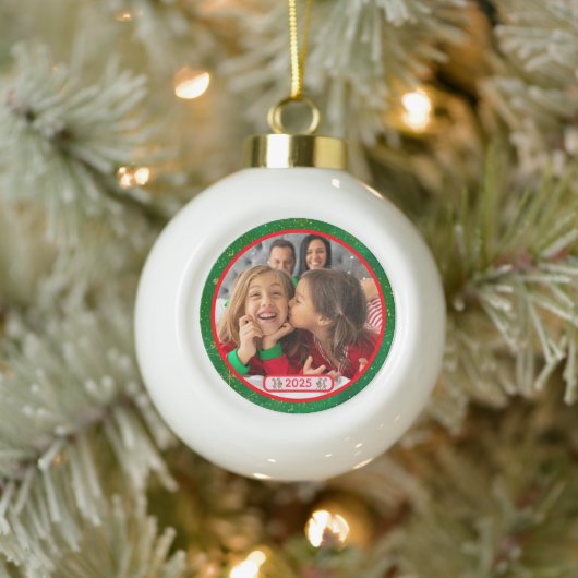 Photo Fun Stomping Reindeers  セラミックボールオーナメント (ツリー)