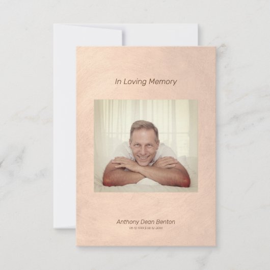 Photo Funeral Invitation Faux Metallic Effect 招待状 (正面)