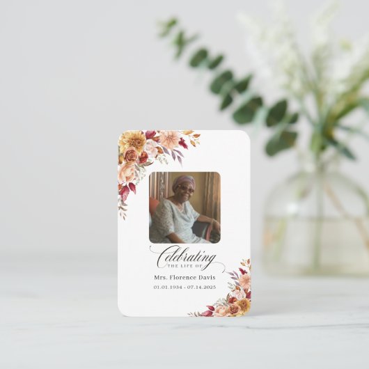 Photo Funeral Memorial Floral Prayer Card 名刺 (スタンド正面)