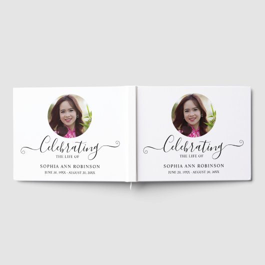 Photo Funeral Memorial Modern Keepsake ゲストブック (全面)