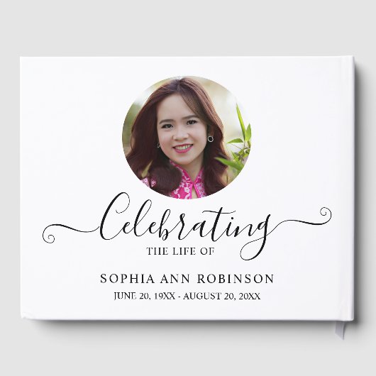 Photo Funeral Memorial Modern Keepsake ゲストブック (裏面)