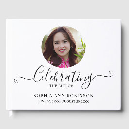 Photo Funeral Memorial Modern Keepsake ゲストブック