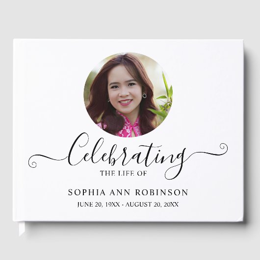 Photo Funeral Memorial Modern Keepsake ゲストブック (正面)