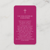 Photo Funeral Memorial Pink Prayer Card 名刺 (裏面)