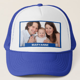 Photo Gift For Dads Add Name Text Blue キャップ