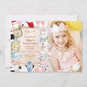 Photo Girl Alice in Wonderland誕生日茶 招待状 (正面)