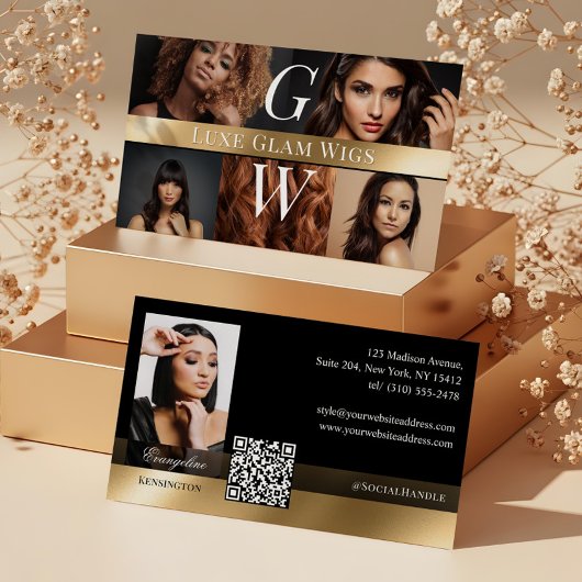 Photo Glam Professional Wig Monogram Black Gold 名刺