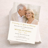 Photo Gold 50th Anniversary Elegant Couple 招待状