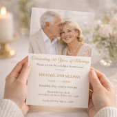 Photo Gold 50th Anniversary Elegant Couple 招待状