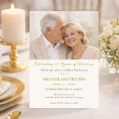 Photo Gold 50th Anniversary Elegant Couple 招待状