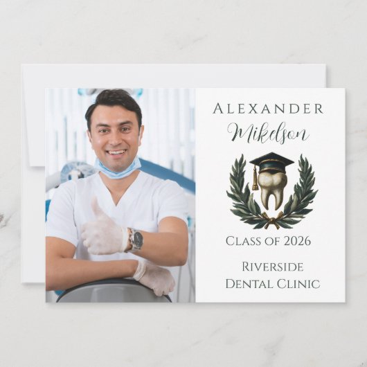 Photo Gold Laurel Tooth Graduation Party 案内状 (正面)