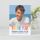 PHOTO GRAD THANK YOU BLOCKはっきりした typeカラフル 招待状 (スタンド正面)