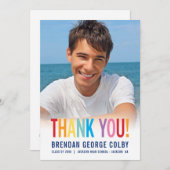 PHOTO GRAD THANK YOU BLOCKはっきりした typeカラフル 招待状 (正面/裏面)