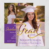 Photo Graduation Announcement and Party Invitation 招待状 (正面/裏面)