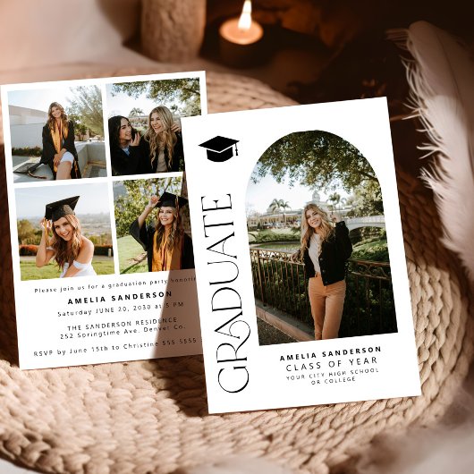 Photo graduation announcement and party invitation 招待状