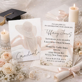 Photo Graduation Invitation with Script Typography カード