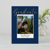 Photo Graduation Modern Foil Invitation 箔招待状 (立ち正面)