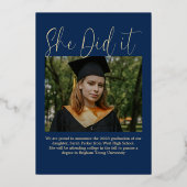 Photo Graduation Modern Foil Invitation 箔招待状 (裏面)