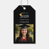 Photo Graduation Party Thank You black ギフトタグ (正面)