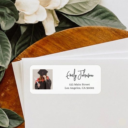 Photo Graduation Return Address Labels Custom Eleg ラベル