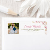 Photo Graduation Return Address Labels Floral ラベル (インサイチュ)