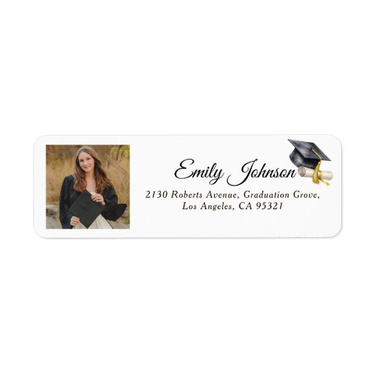 Photo Graduation Return Address Labels minimalist ラベル (正面)