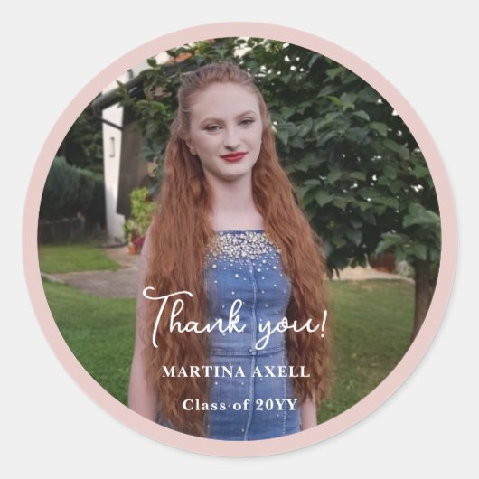 Photo Graduation Thank You  ラウンドシール (正面)