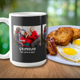 Photo Grandad Established 太字ホワイトタイポグラフィ コーヒーマグカップ