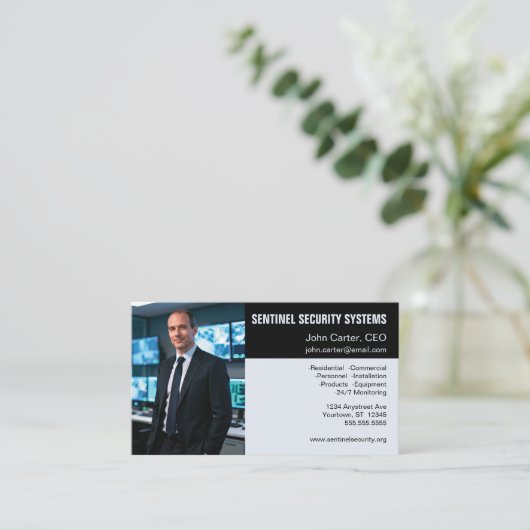 Photo Gray and Black Security Protection 名刺 (スタンド正面)