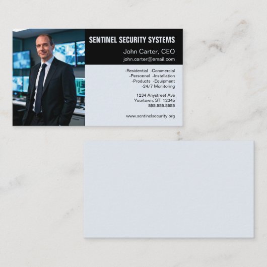Photo Gray and Black Security Protection 名刺 (正面/裏面)