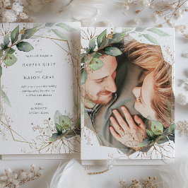 Photo Greeneryとフェイク金ゴールド結婚ズ 招待状