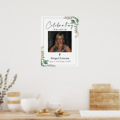 Photo Greenery Celebrating the life Funeral Poster ポスター (キッチン)