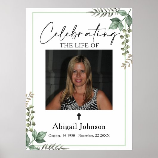 Photo Greenery Celebrating the life Funeral Poster ポスター (正面)