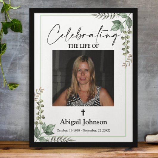 Photo Greenery Celebrating the life Funeral Poster ポスター