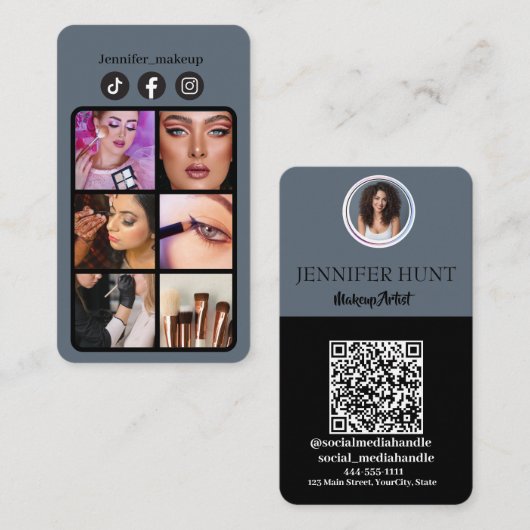 Photo Grid Instagram QRコードSNS 名刺 (正面/裏面)