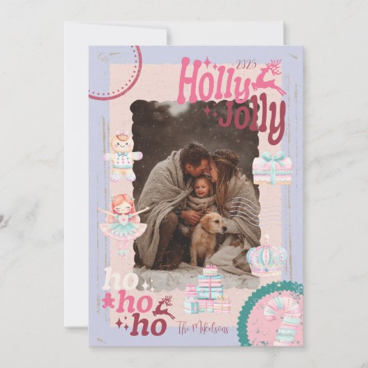 Photo Groovy Nutcracker Retro Pastel Christmas シーズンカード (正面)