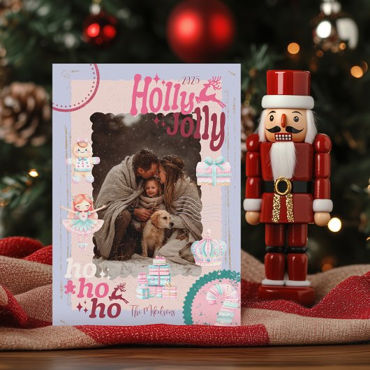 Photo Groovy Nutcracker Retro Pastel Christmas シーズンカード