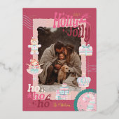 Photo Groovy Nutcracker Retro Pastel Christmas 箔招待状 (正面)