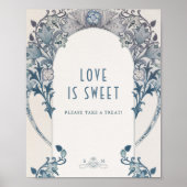 Photo Guestbook Sign Dusty Blue William Morris ポスター (正面)