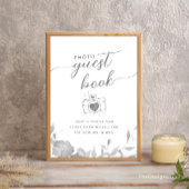Photo GuestBook Sign Minimalist Bohoフローラポスター 招待状