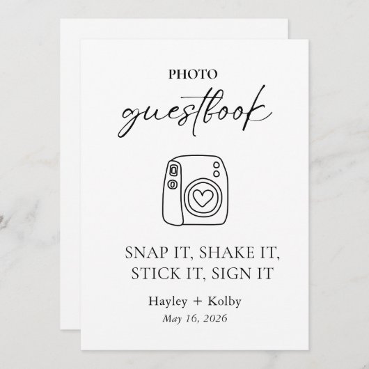 Photo Guestbook Table Top Sign/Card for Framing (正面/裏面)