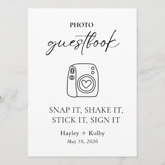 Photo Guestbook Table Top Sign/Card for Framing (正面)