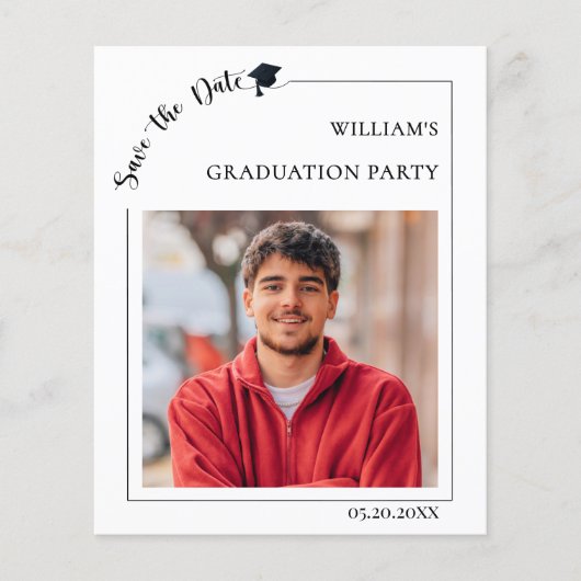 Photo guy modern simple Graduation Save the Date チラシ (正面)