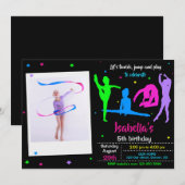 Photo Gymnastics birthday invitation Tumble play 招待状 (正面/裏面)