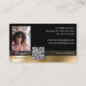 Photo Hair Salon Stylist Luxe Monogram Black Gold 名刺 (裏面)