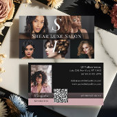 Photo Hair Salon Stylist Luxe Monogram Black Pink 名刺