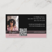 Photo Hair Salon Stylist Luxe Monogram Black Pink 名刺 (裏面)